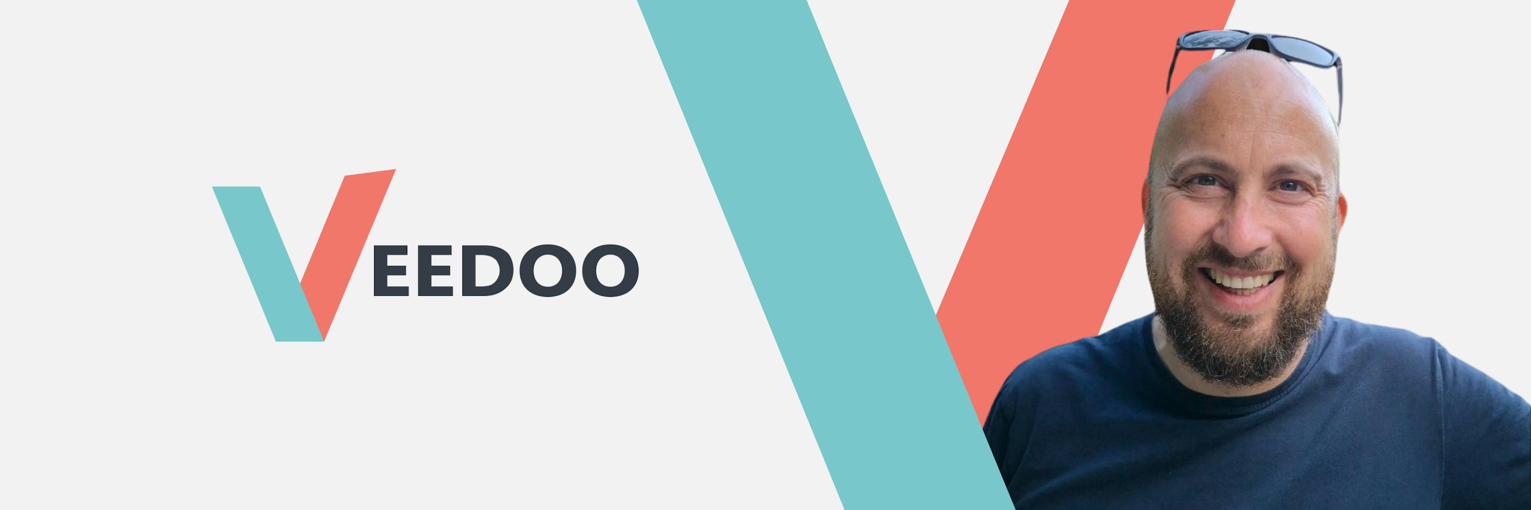 Picture consist from 2 parts - first - is VEEDOO logo, second - VEEDOO logo and photo Ian Bearder Founder & CEO VEEDOO company