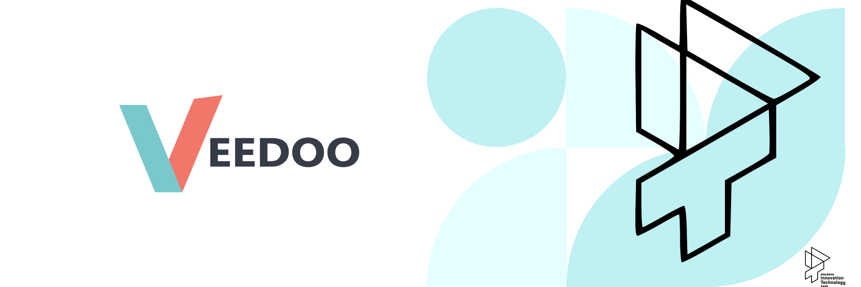 In the picture - VEEDOO logo, logo of Moldova Innovation Technology park and abstraction