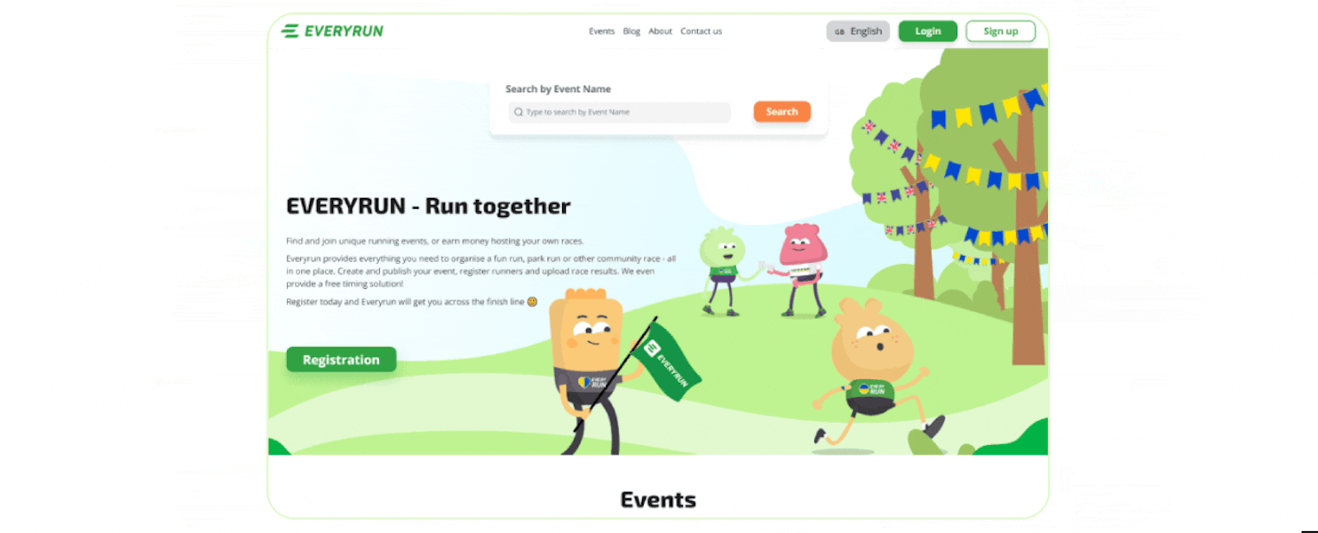 In the picture - screens of site Everyrun.world