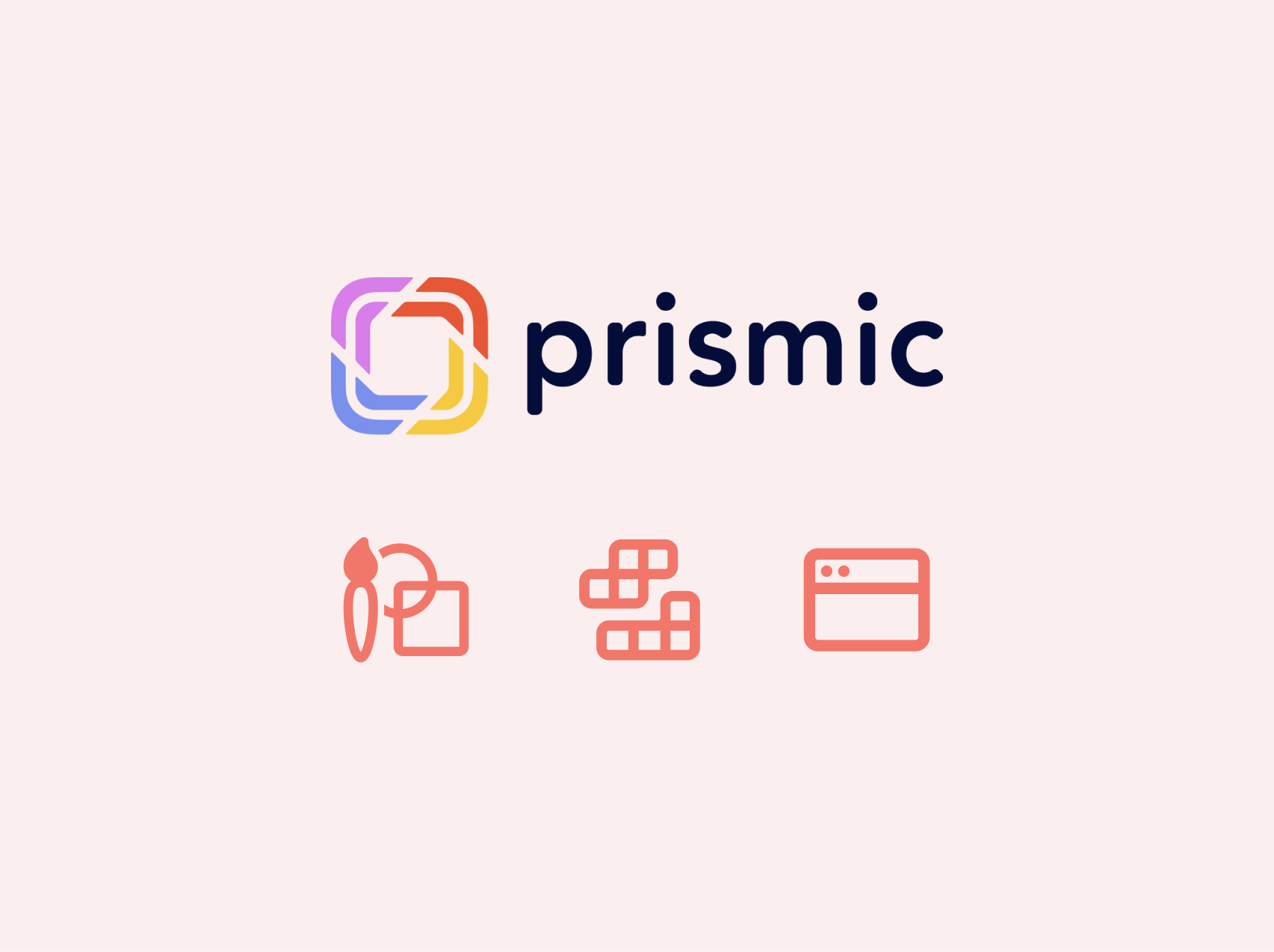 In the picture - Logo prismic and icons of prismic and web page