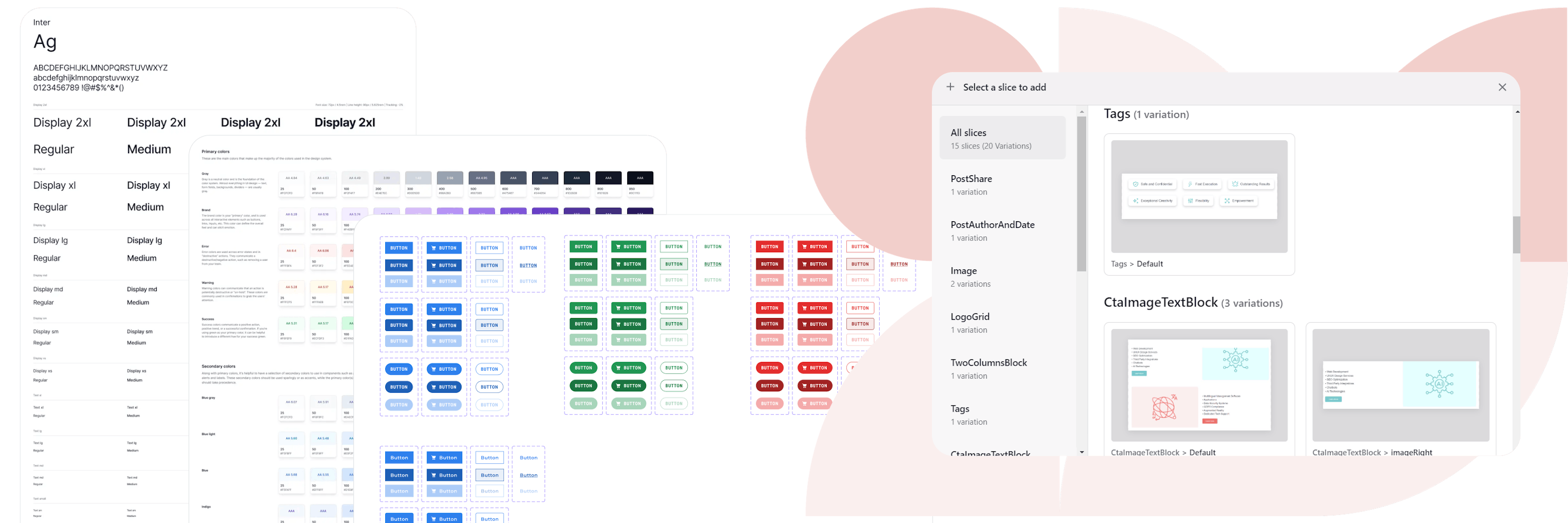 In the picture - different design menu and menu with slices in Prismic