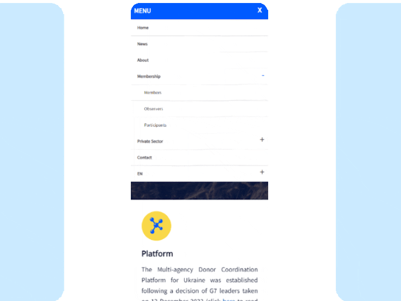 In the picture - screens of site donor coordination platform