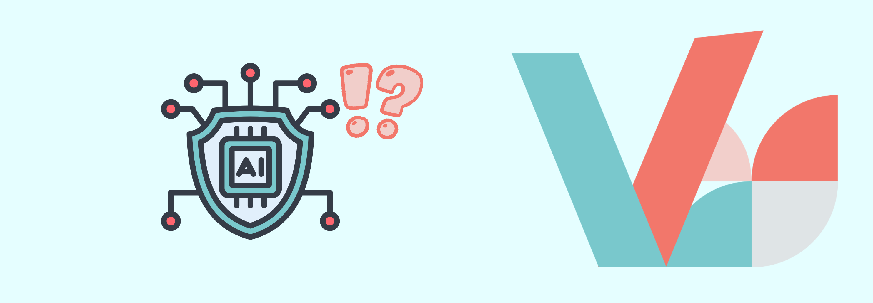 In the picture - AI and Data Integrity and Security on the left, Veedoo logo and abstraction on the right