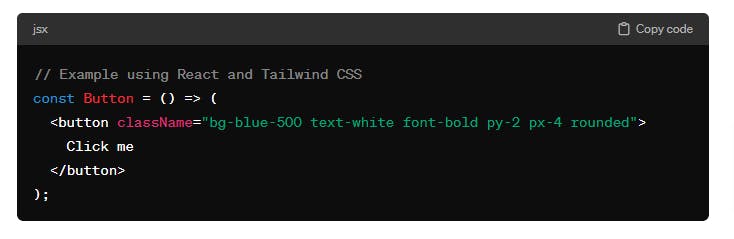 In the picture - a part of code "Example using React and Tailwind CSS" 
