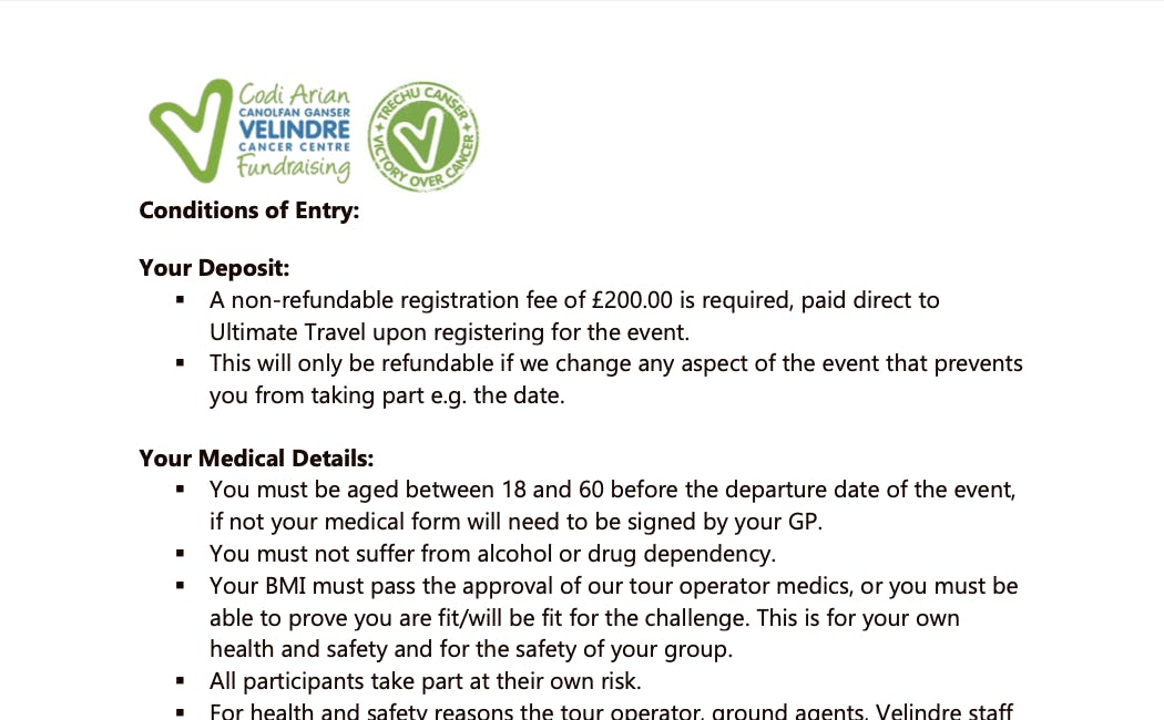 Screenshot of overseas T&Cs pdf.