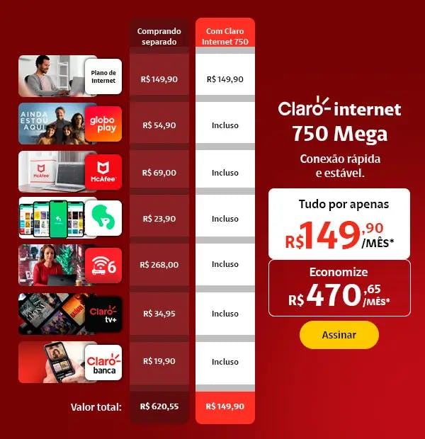 claro internet 750 mega comparativo