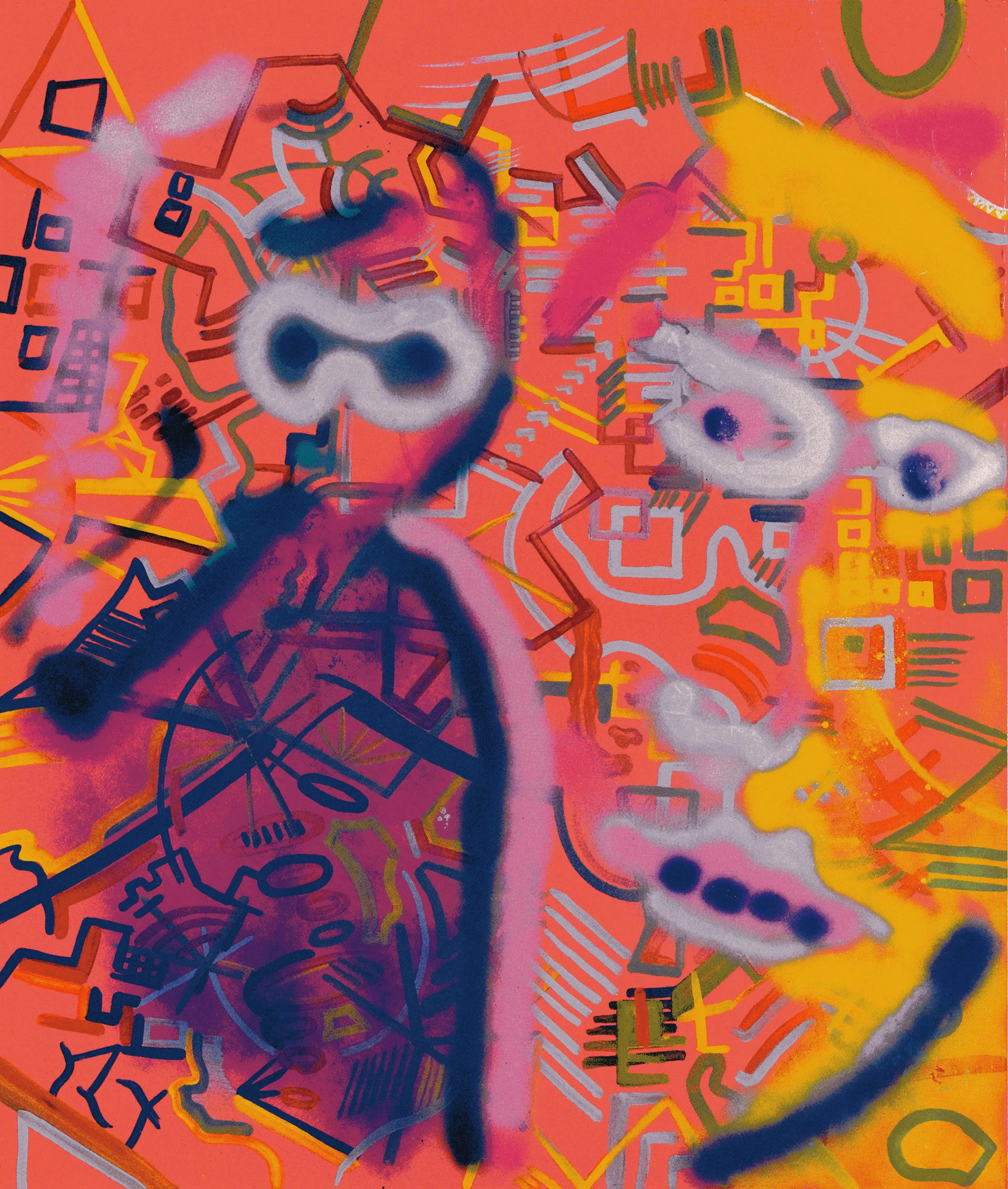 SIGMAR POLKE, Zwei Köpfe (Two Heads), 1971-1973, Dispersion, spray paint, acrylic on canvas