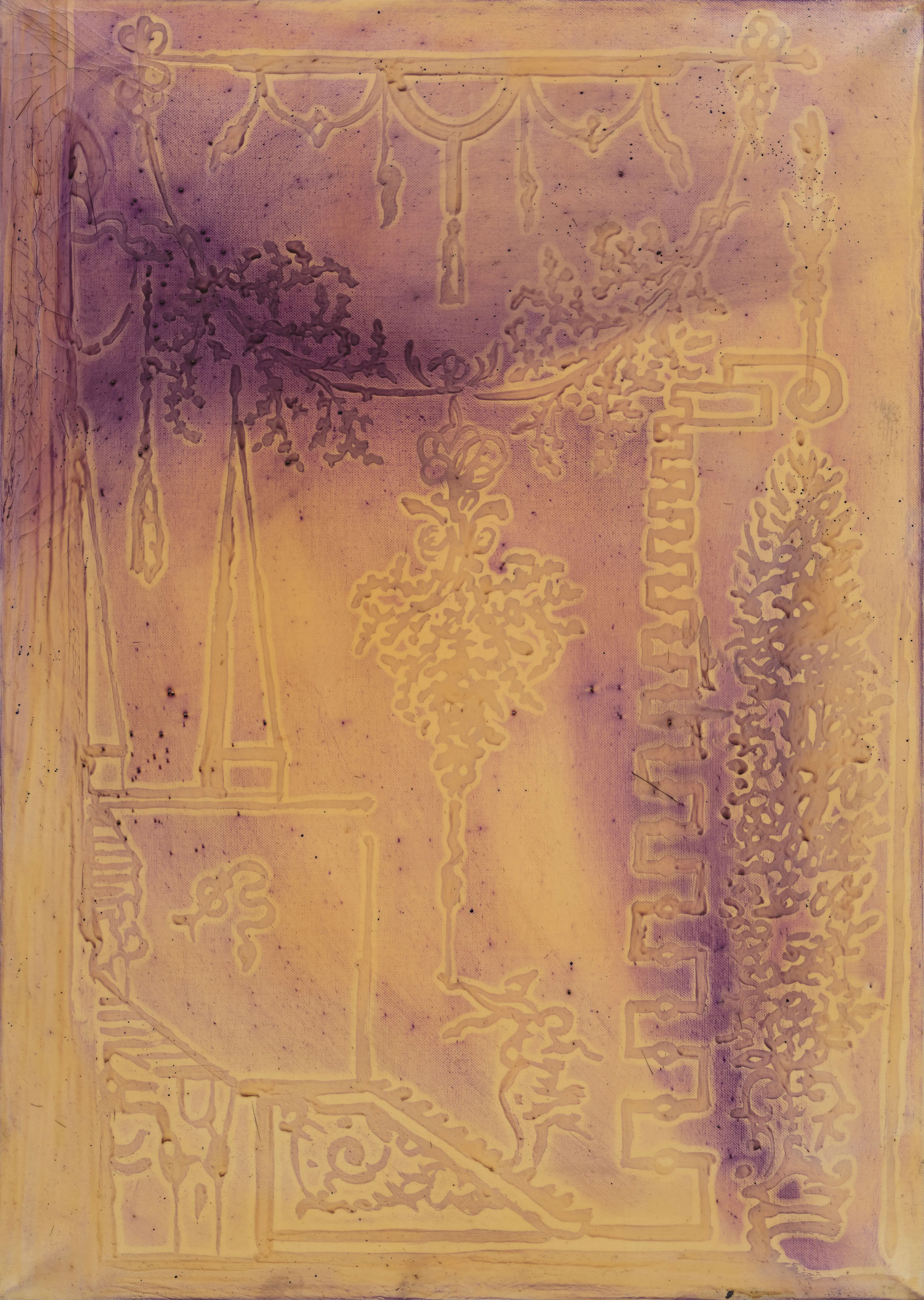 SIGMAR POLKE, Untitled, 1986, Artificial resin, violet pigment on canvas