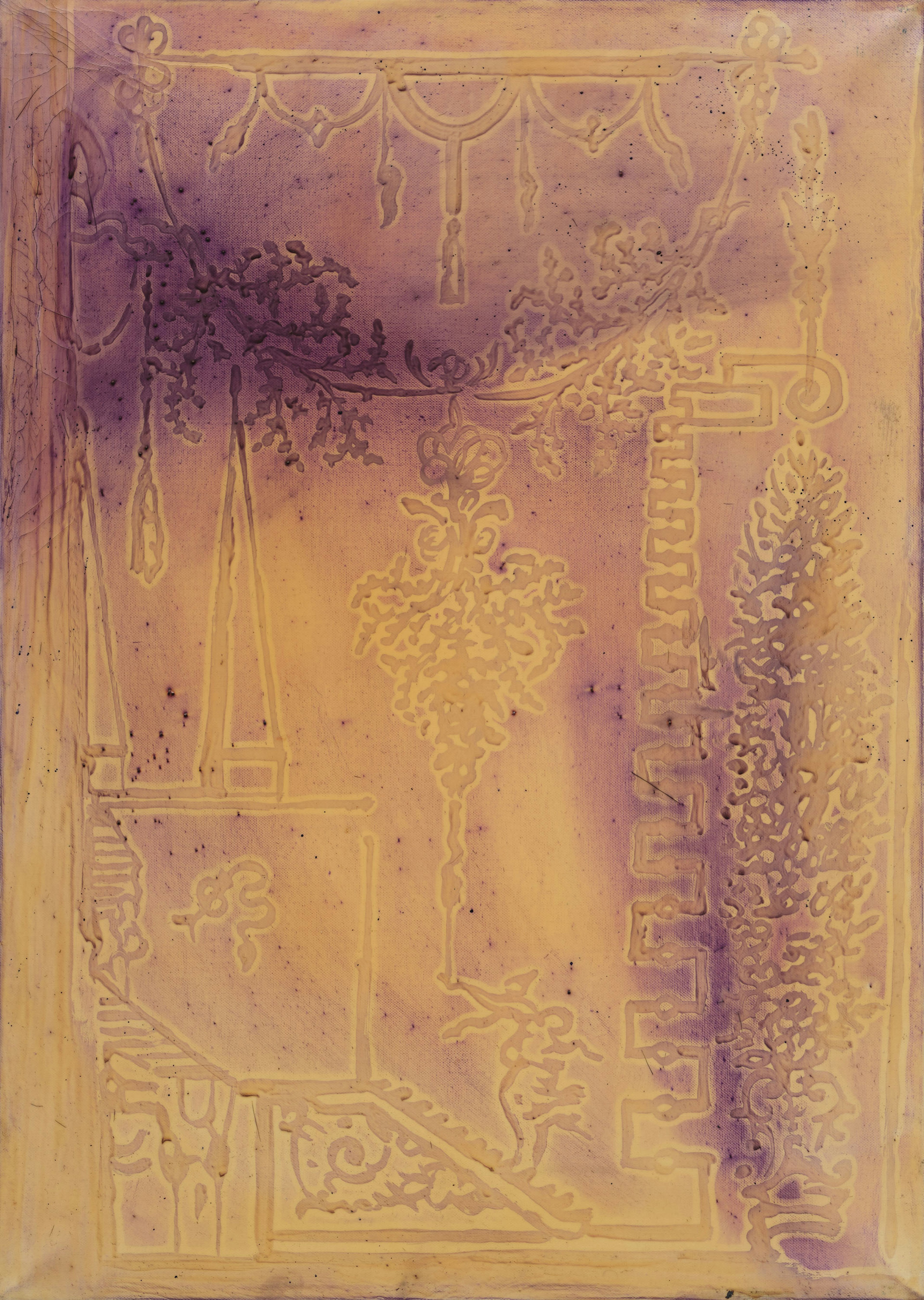 SIGMAR POLKE, Untitled, 1986, Artificial resin, violet pigment on canvas