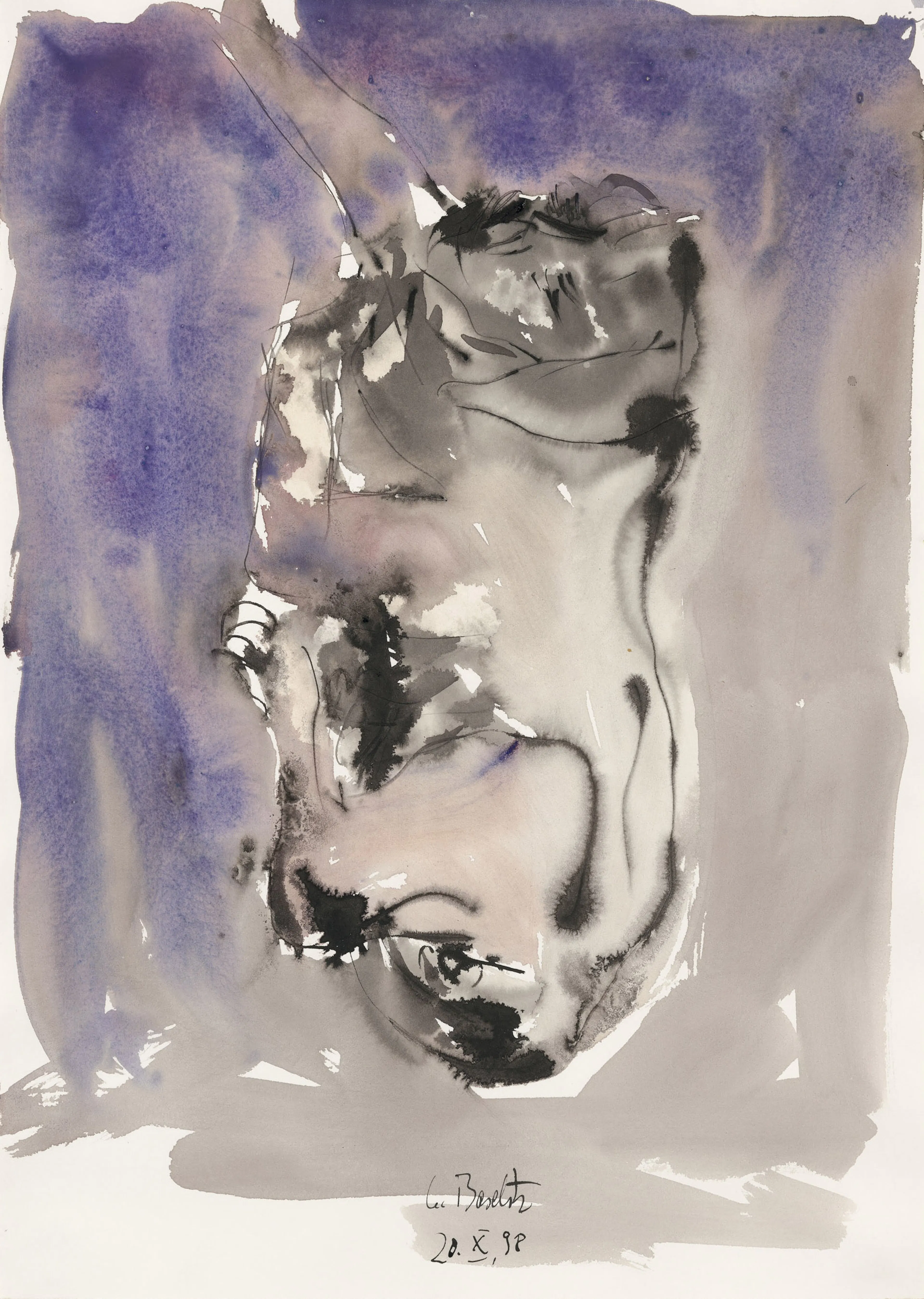 GEORG BASELITZ Untitled, 1998 India ink, watercolour on paper 27 ½ x 19 ¾ inches 70 x 50 cm BASW-1418