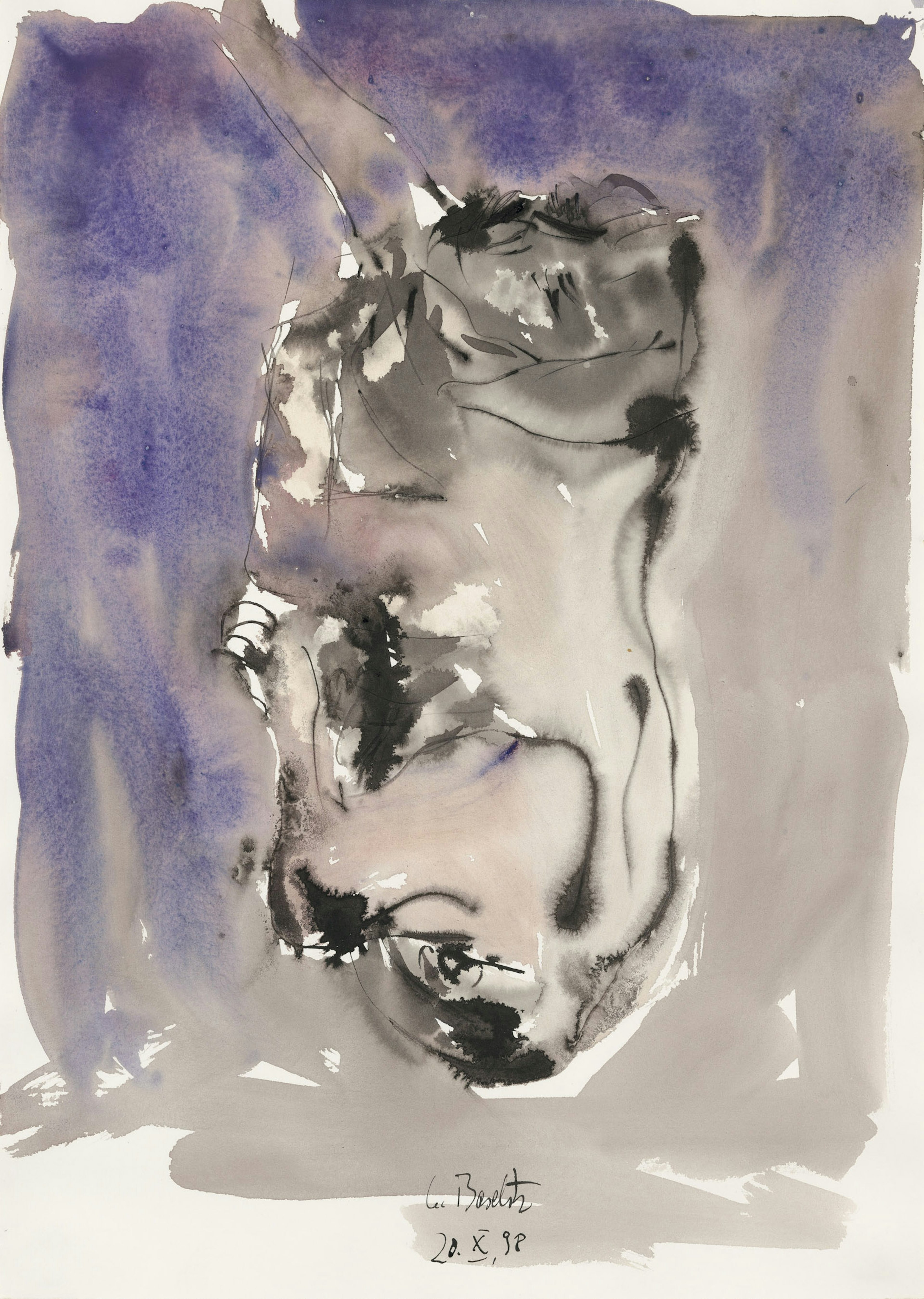 GEORG BASELITZ Untitled, 1998 India ink, watercolour on paper 27 ½ x 19 ¾ inches 70 x 50 cm BASW-1418