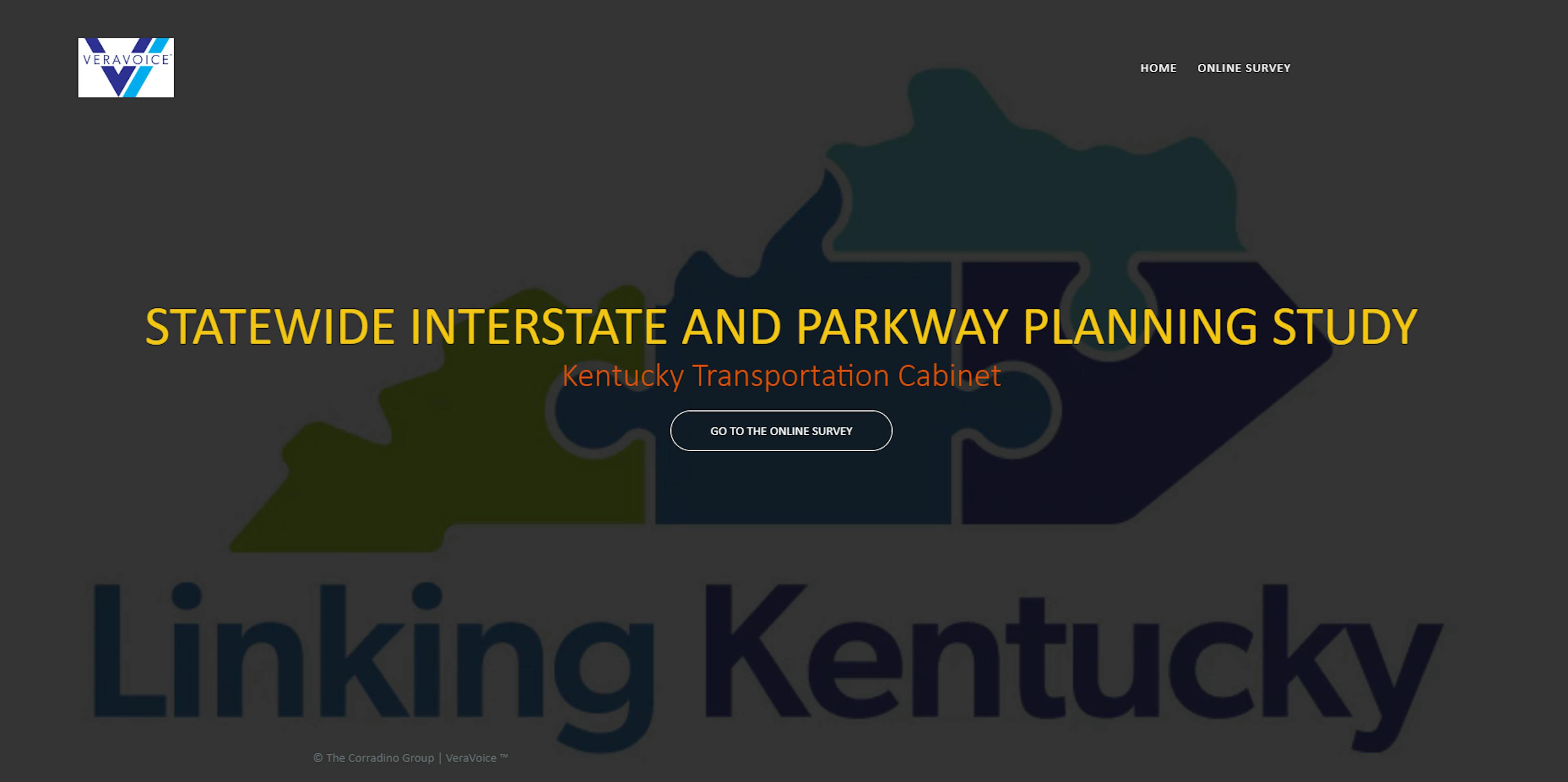 Screenshot of VeraVoice survey landing page for the KYTC Statewide Interstate & Parkway Plan project