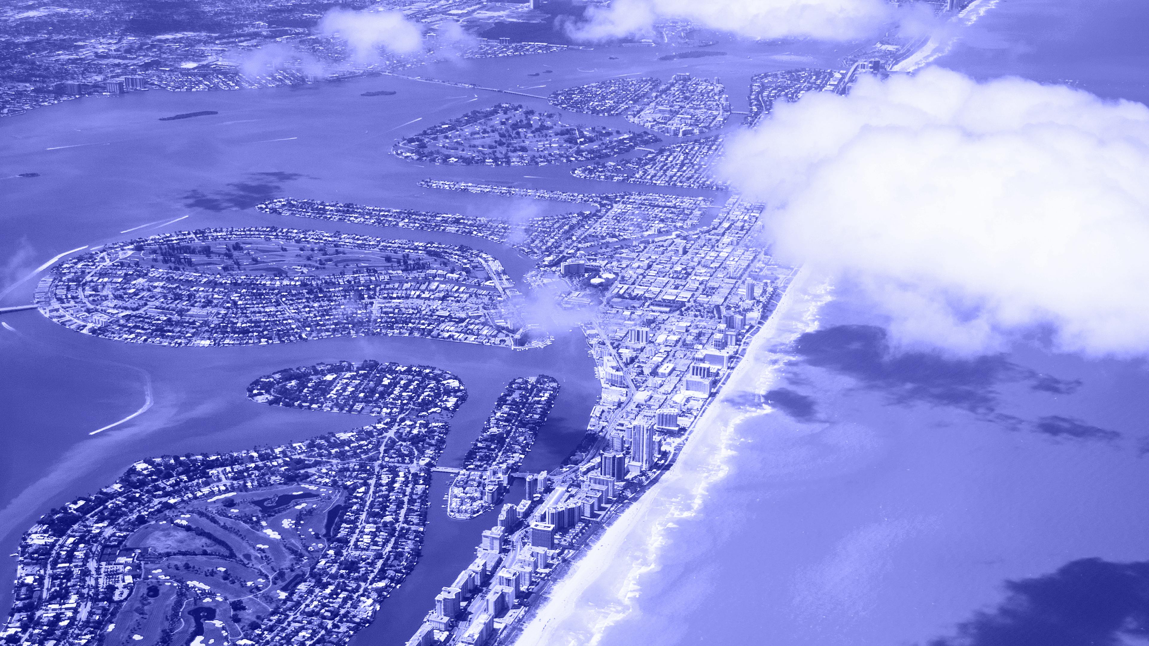 Aerial view of the city of Miami in Florida