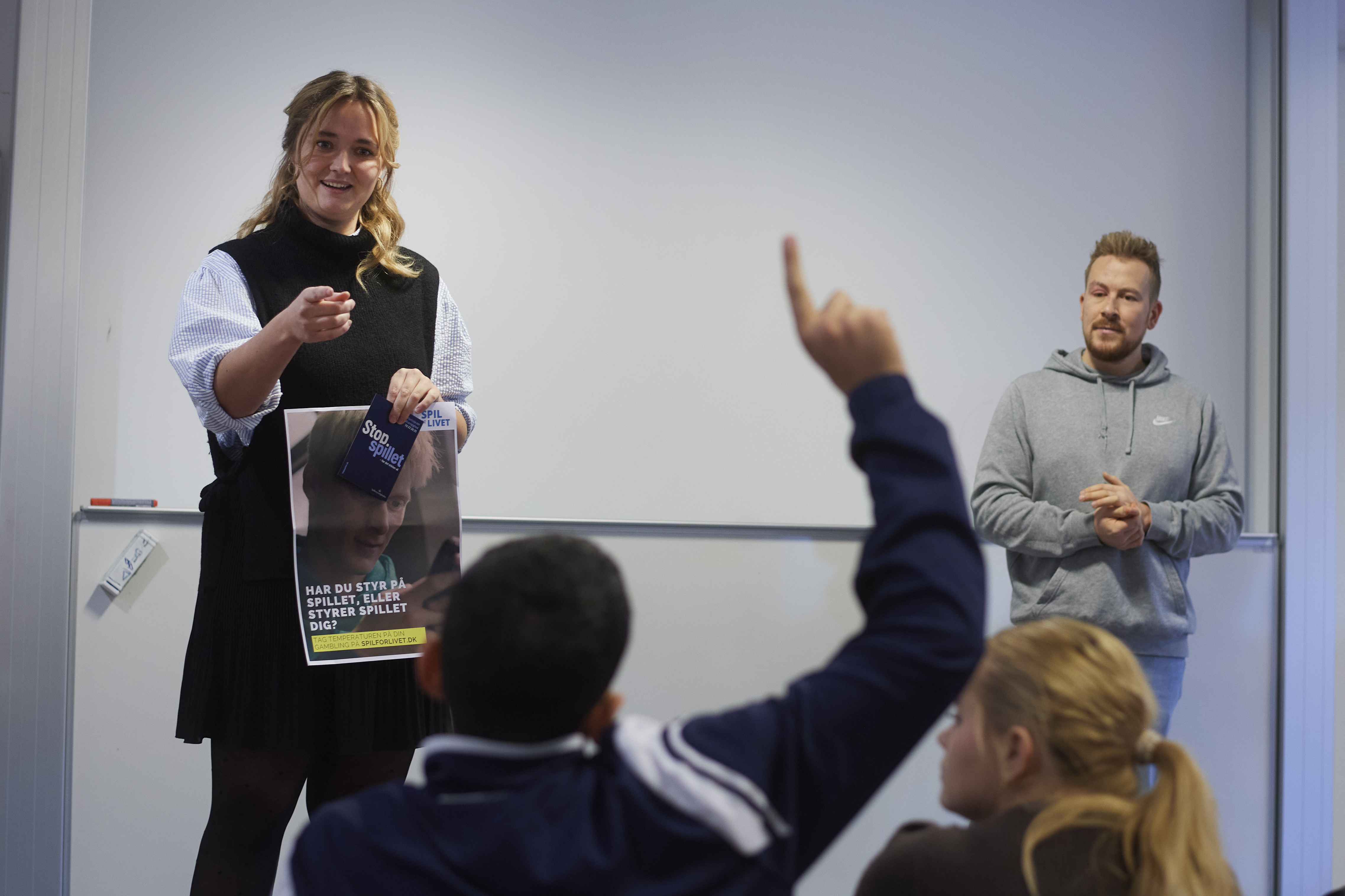 Som en del af indsatsen tager oplægsholdere ud og engagerer de unge i problemstillinger om ludomani på landets folkeskoler og ungdomsuddannelser. Foto: Lars K. Mikkelsen