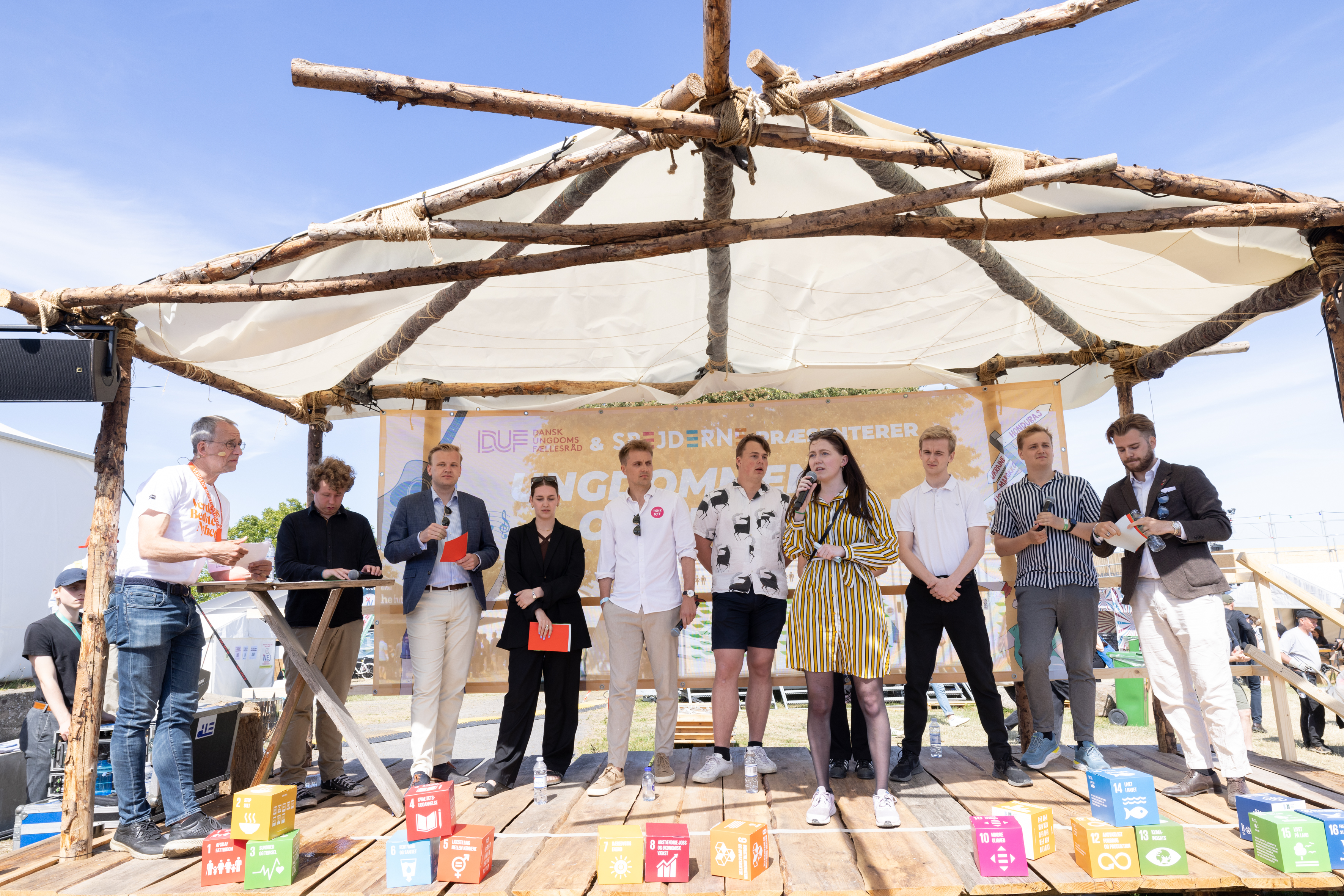På Folkemødet bliver Verdensmålene debatteret af ungdomspartiledere fra forskellige ungdomspartier. Foto: Jacob Crawfurd