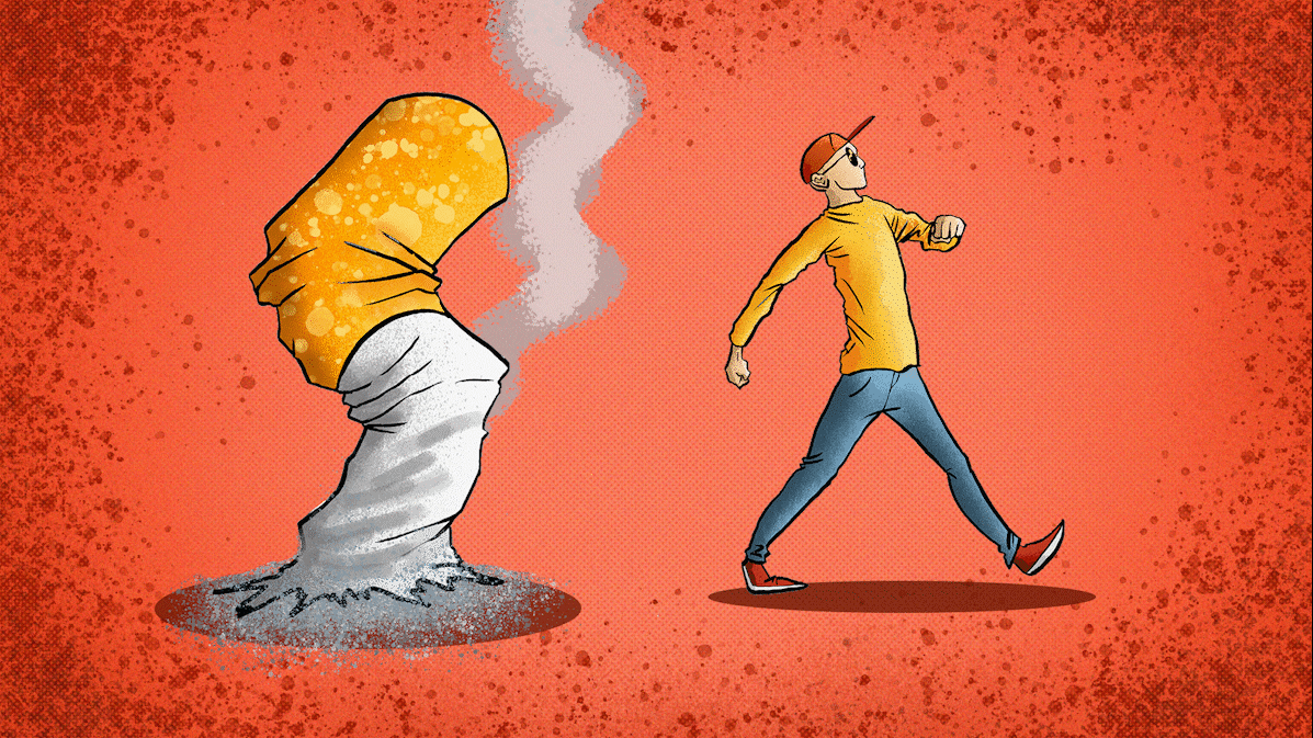 Andelen af unge, der ryger cigaretter, er faldet de seneste år.  Illustration: Lauge Eilsøe-Madsen, pensler fra Brusheezy.com