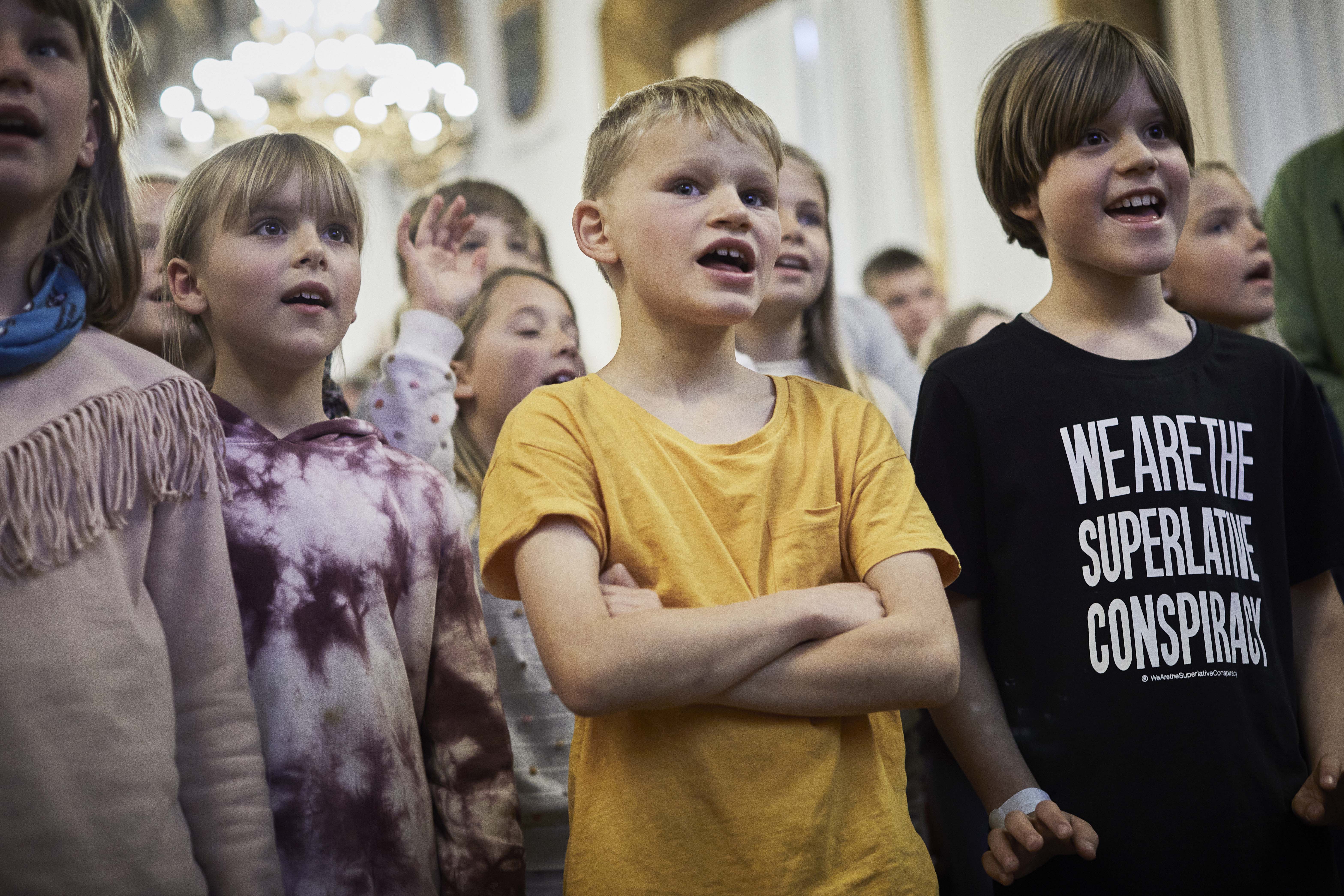 Verdenstimen blev fysisk afholdt på rådhuset i København, men der blev sendt live, så skoler i hele Danmark kunne følge med. Foto: Lasse Bak Mejlvang