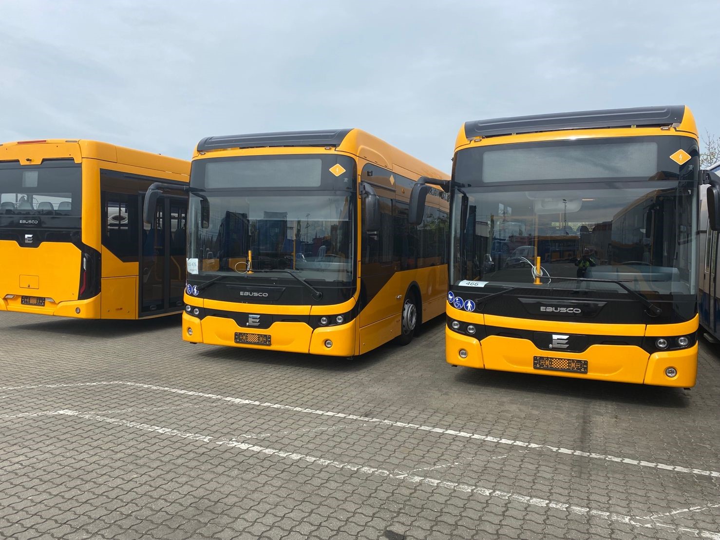 Nogle af busserne, som skal indtage vejene i Horsens i juni 2023, står allerede klar til brug. Foto: Nobina A/S 