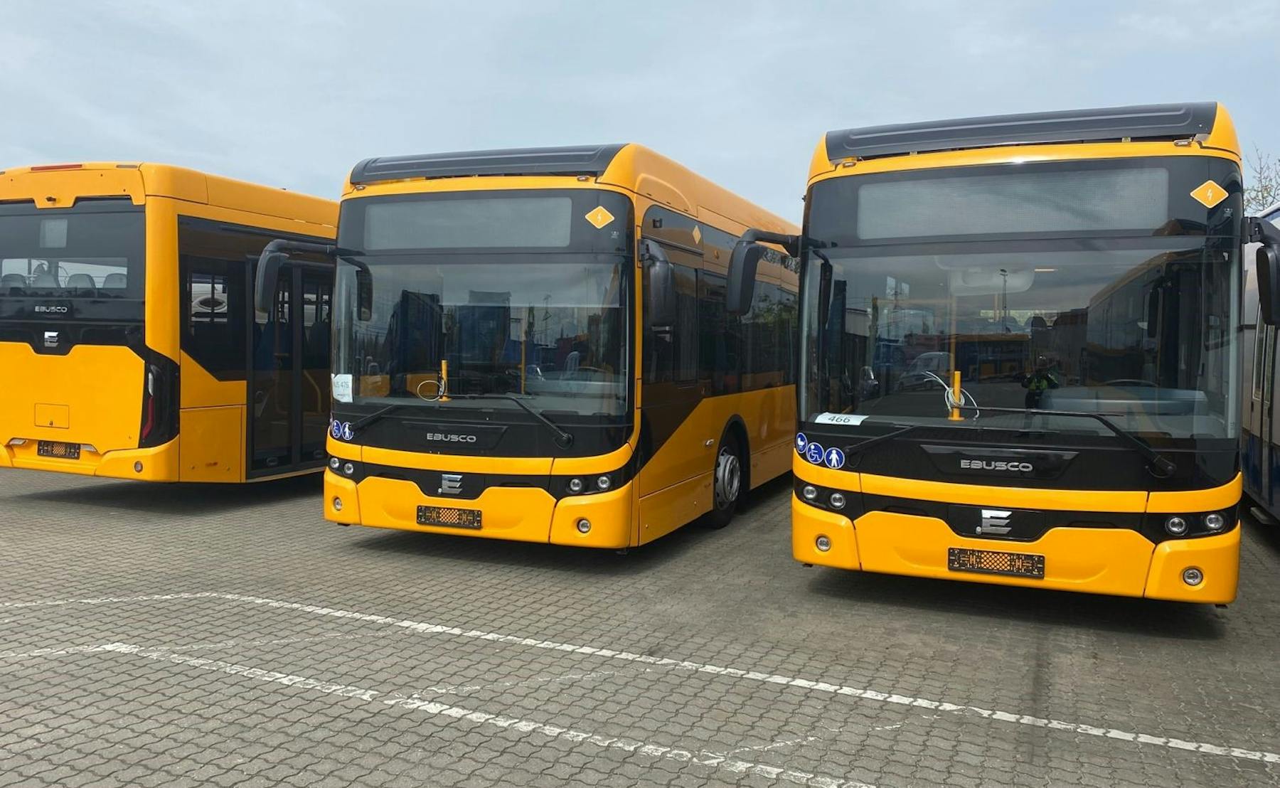 Nogle af busserne, som skal indtage vejene i Horsens i juni 2023, står allerede klar til brug. Foto: Nobina A/S 
