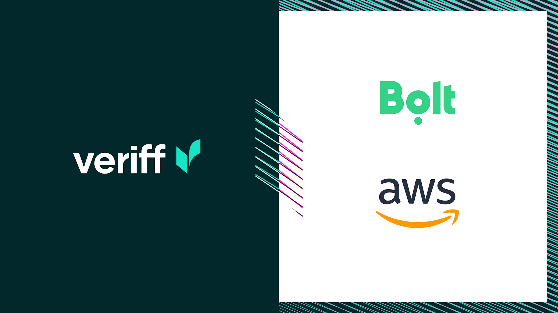 Logotipos de AWS Veriff y Bolt