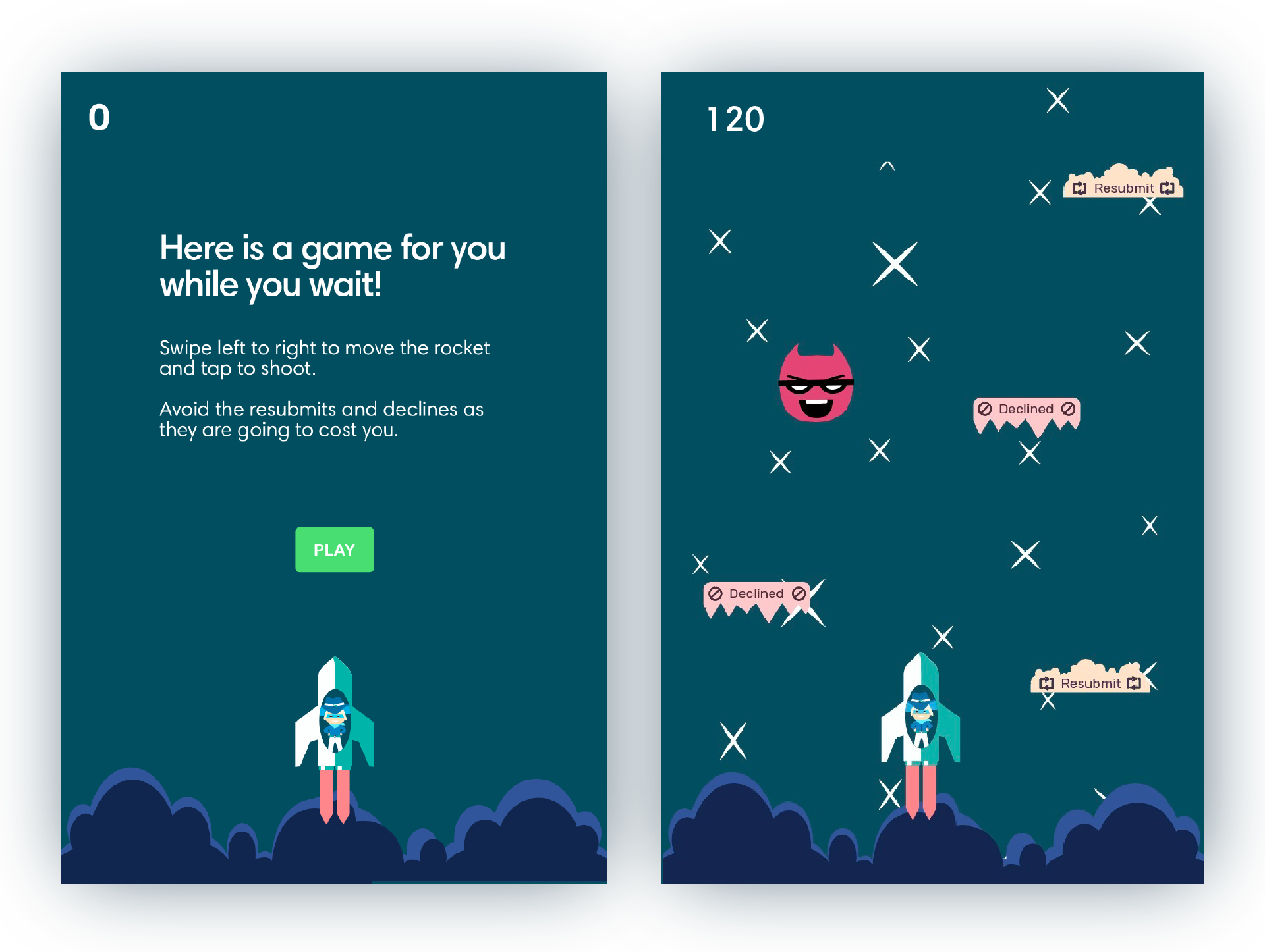Capturas de pantalla del juego de espera construido por el equipo de Mikk
