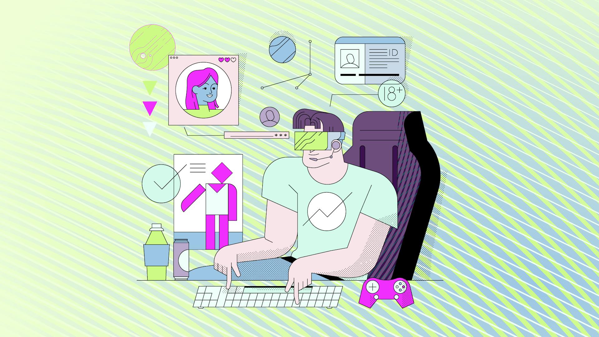 Illustration of a person using technology