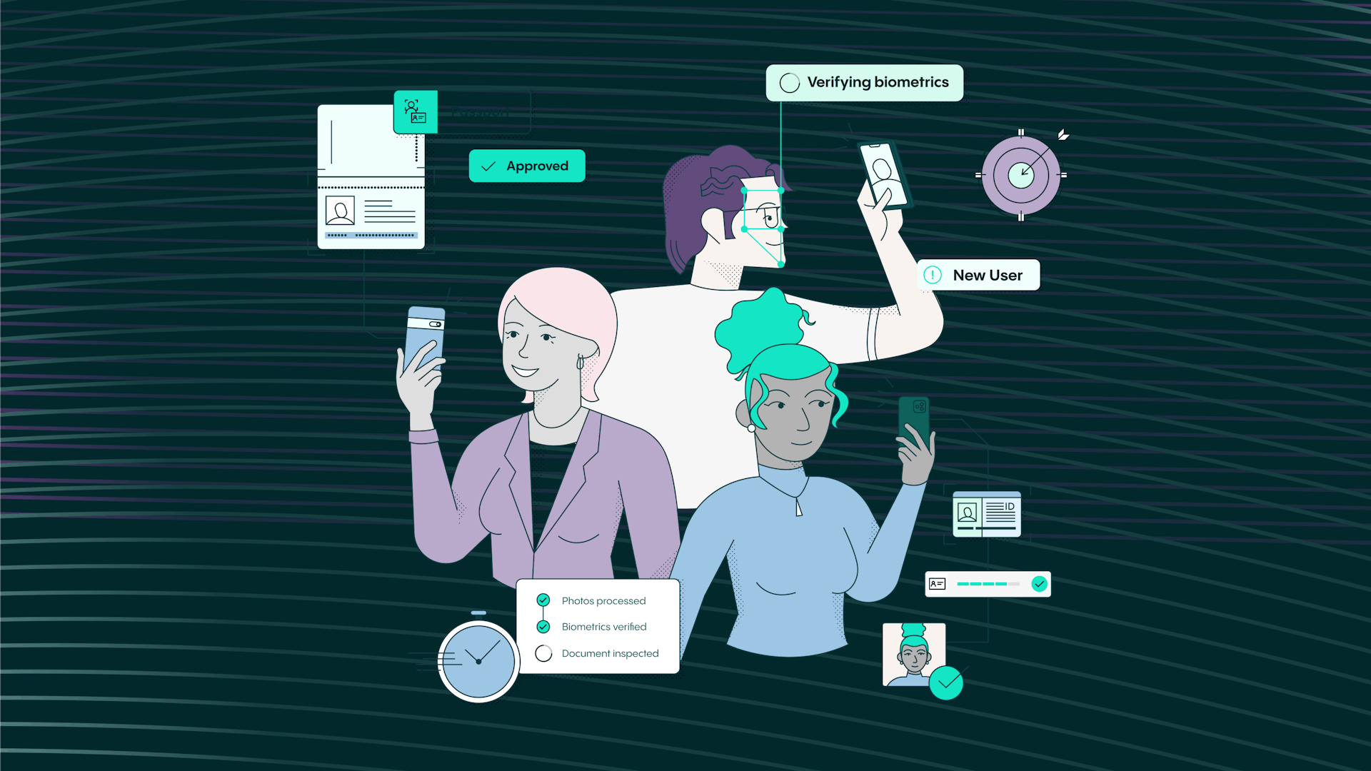 Illustration of people using technology