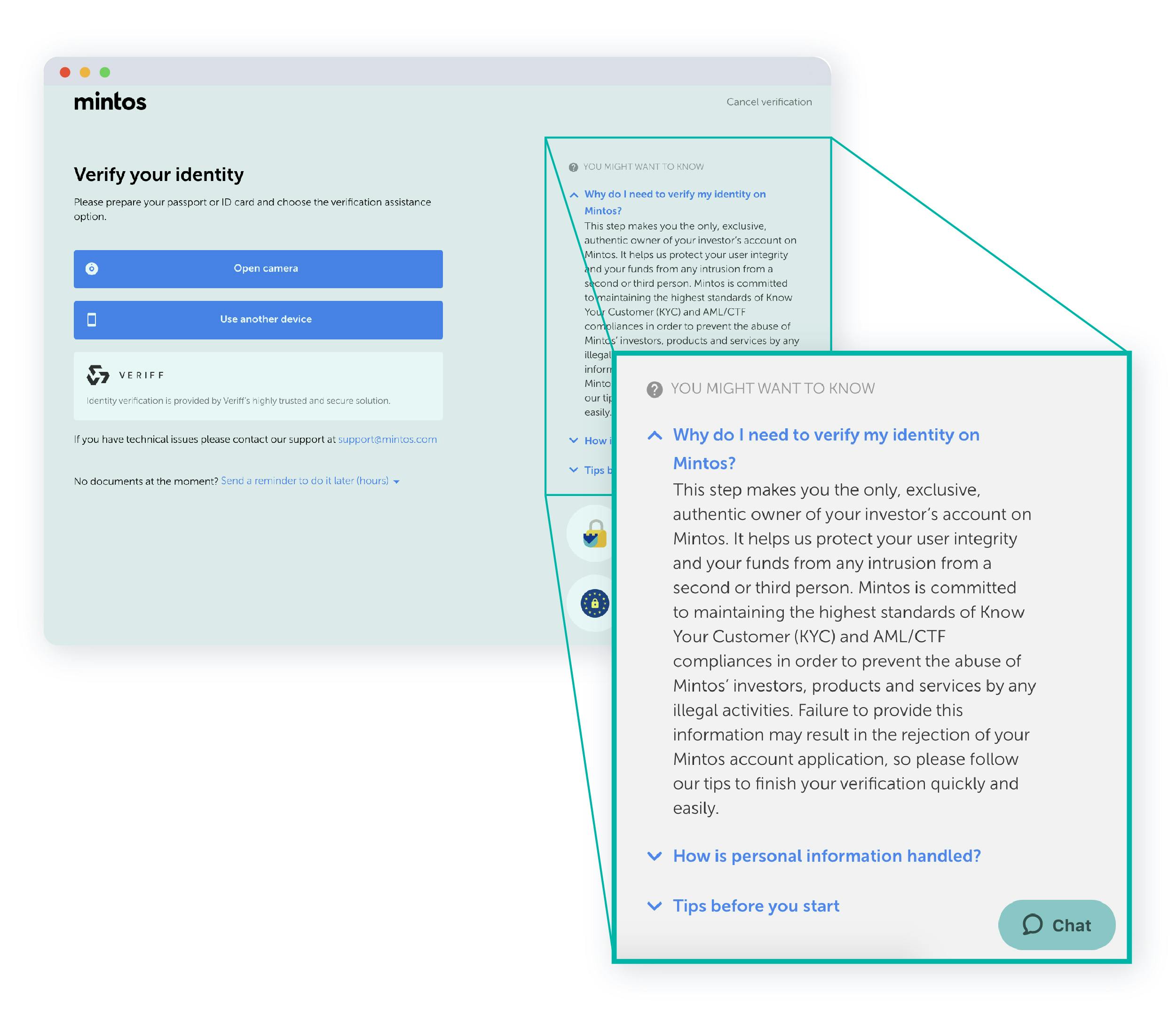 Inform users before identity verification begins