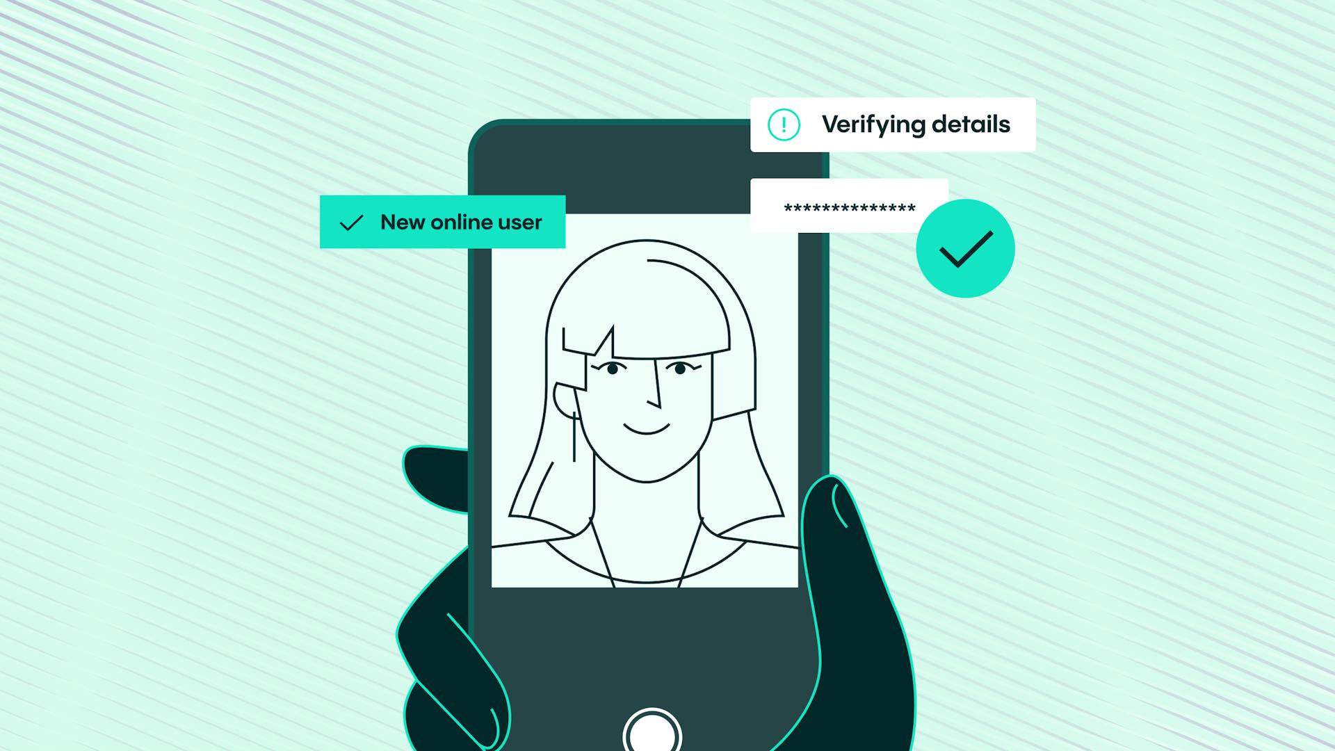 Person suing a self-identification on his/her mobile. Veriff identity verification