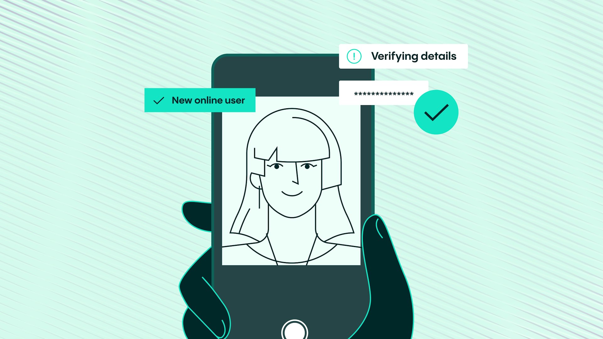 Persona que se identifica a sí misma en su móvil. Verificación de identidad de Veriff
