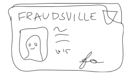 Hand drawn graphic of a fraud ID