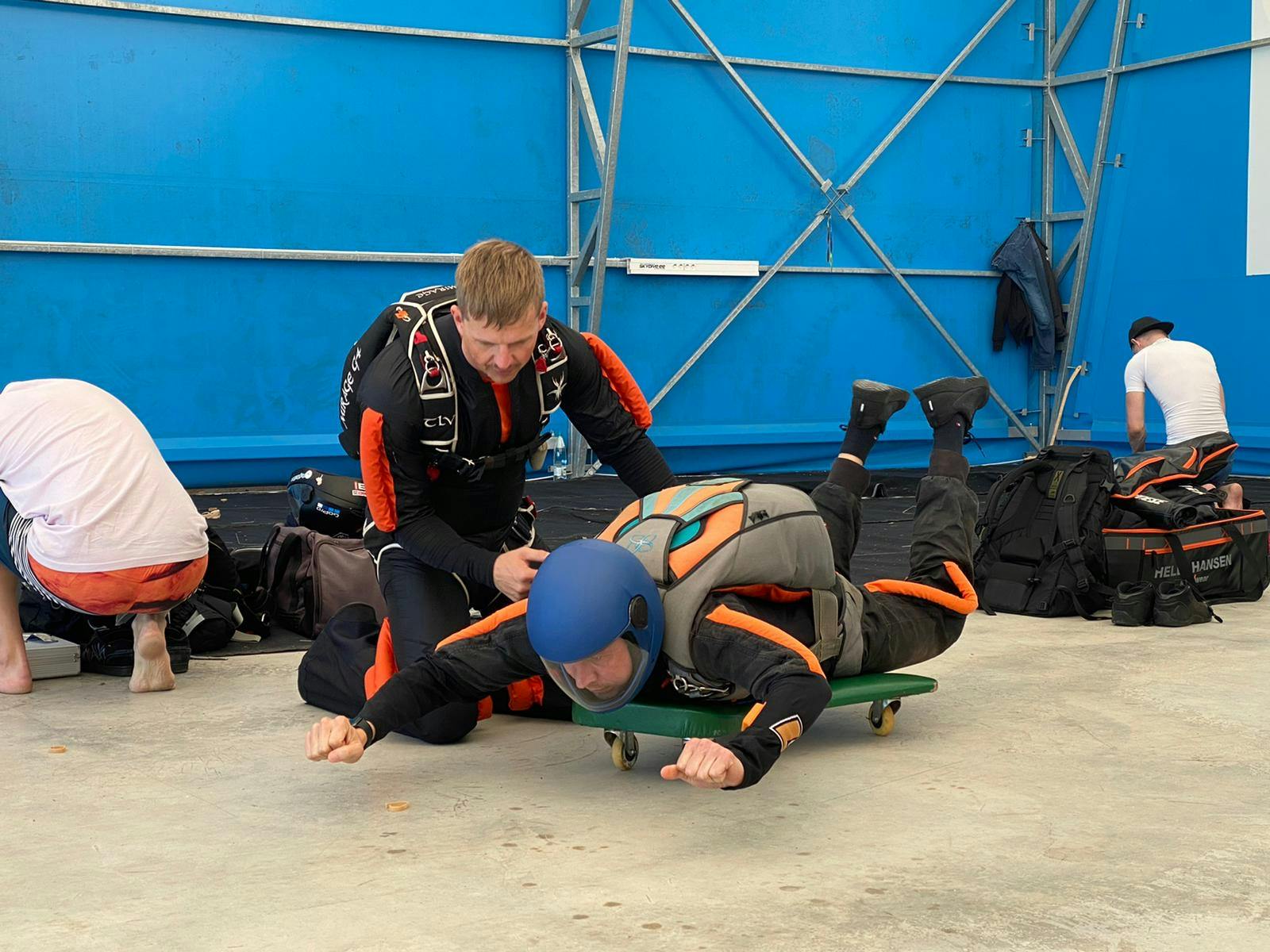 Roman gearing up for a skydive.