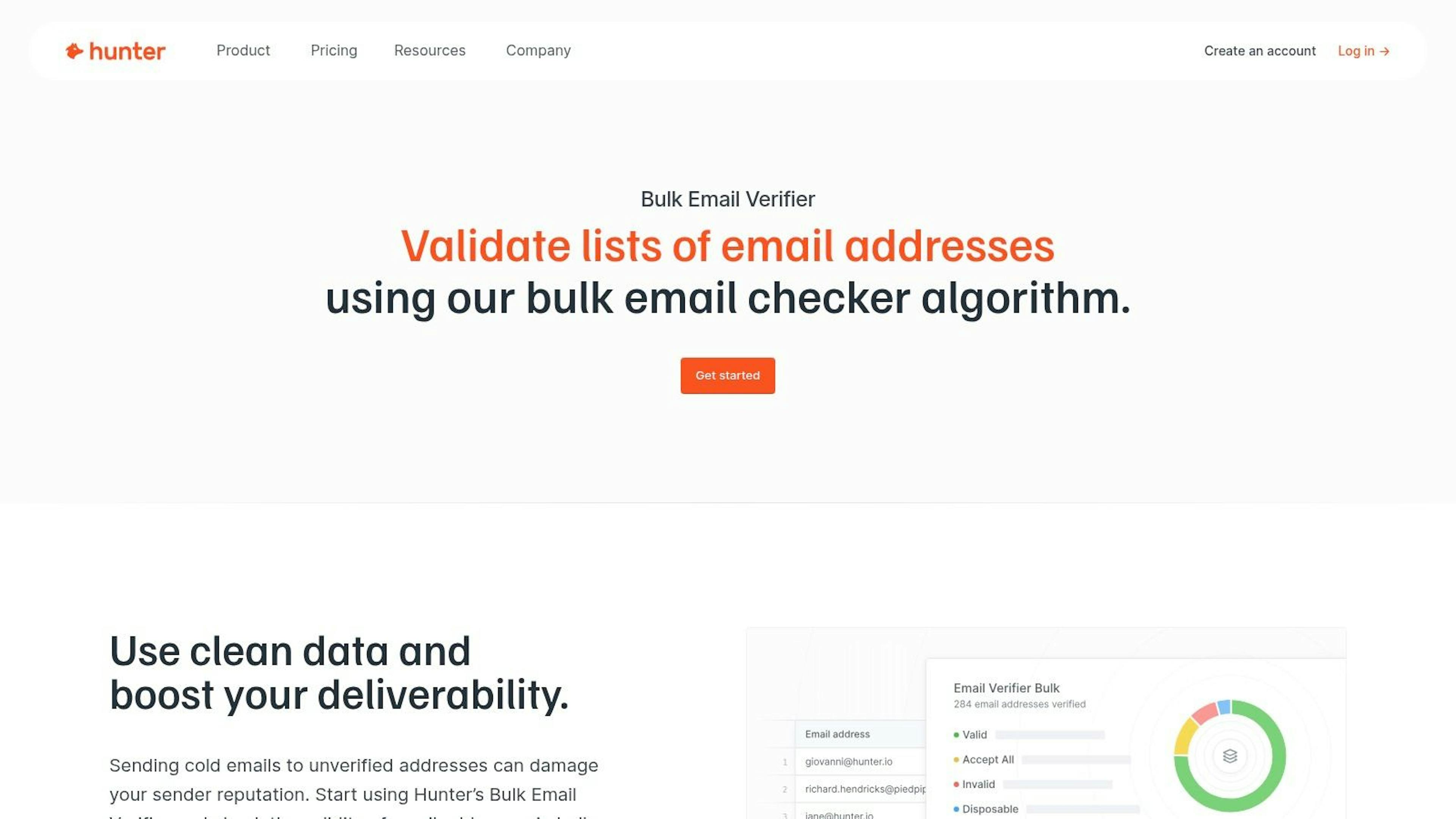 Hunter's Bulk Email Verifier