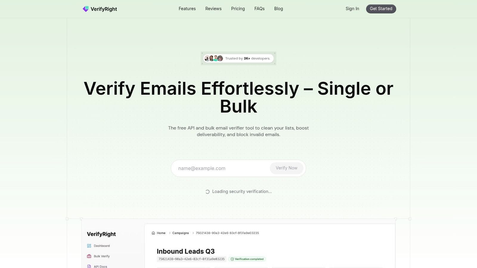 VerifyRight Dashboard