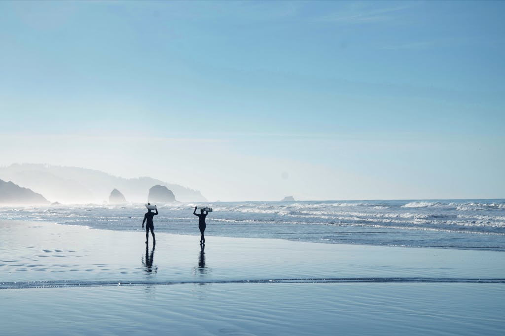 Surfers on the beach