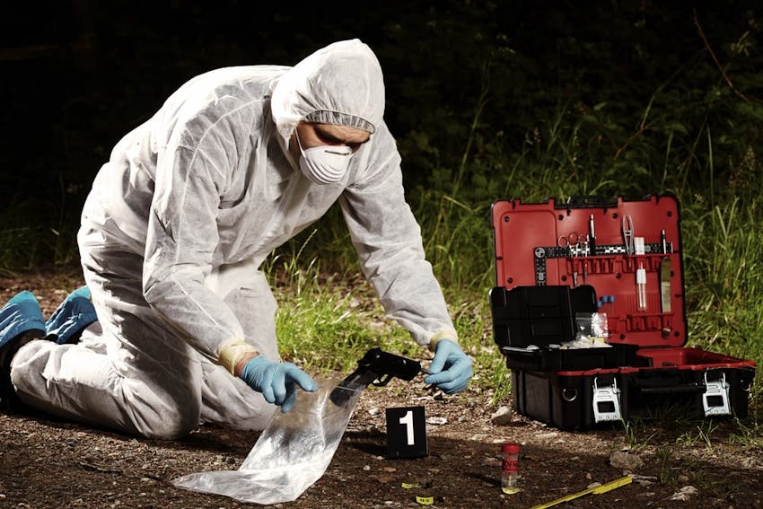 Person Sealing Up Evidence