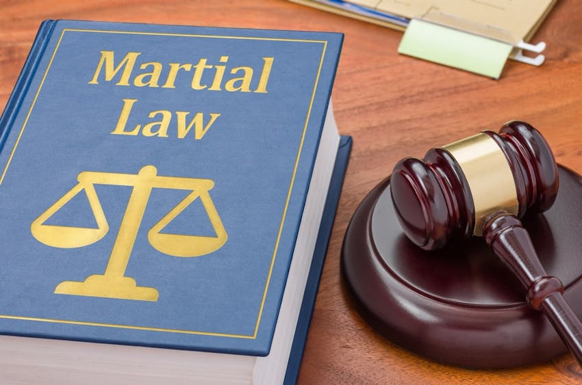 Judges Hammer With Martial Law Book