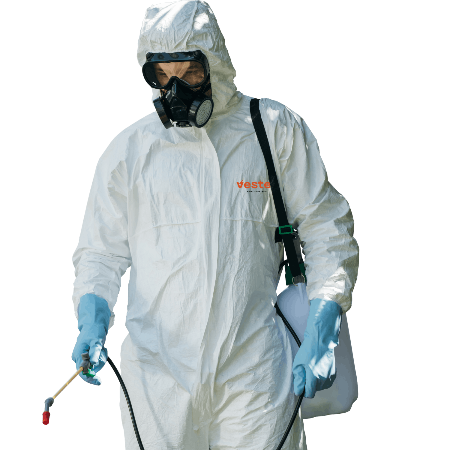 pest control specialist preparing to spray
