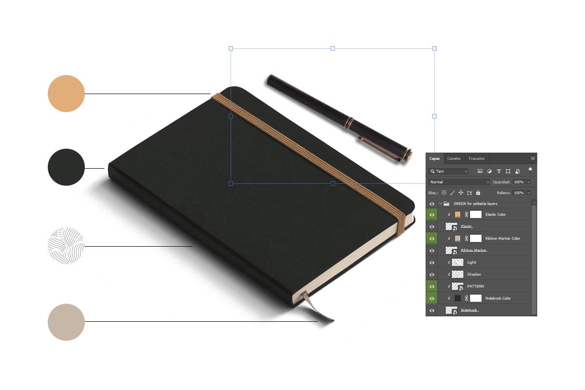 Image of mockup with photoshop layers and tools