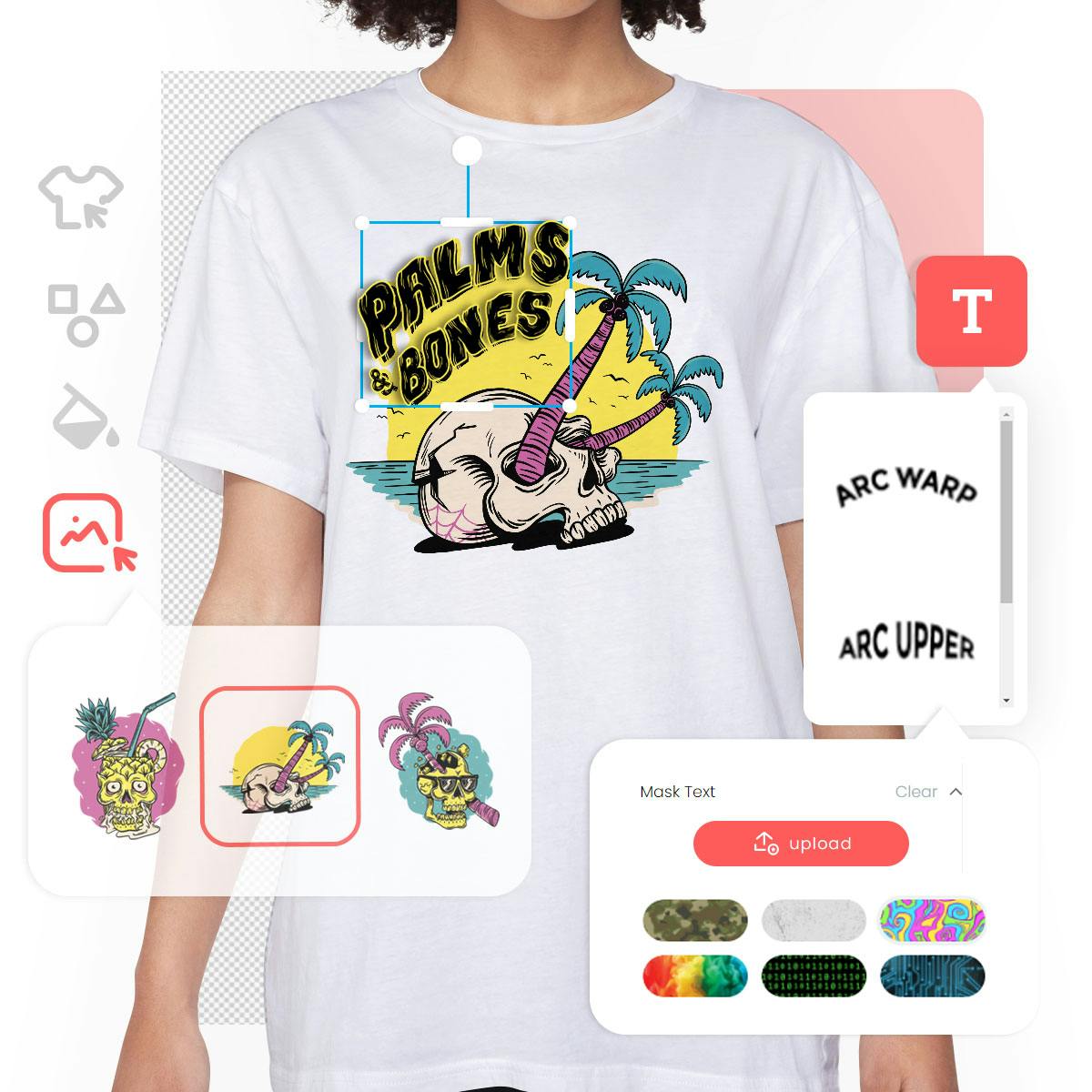 t-shirt maker preview with tools