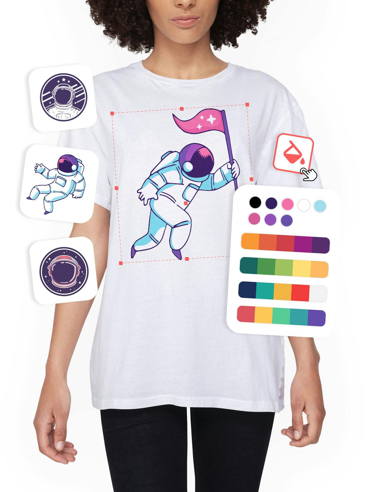preview of t-shirt maker with graphics and color been selected