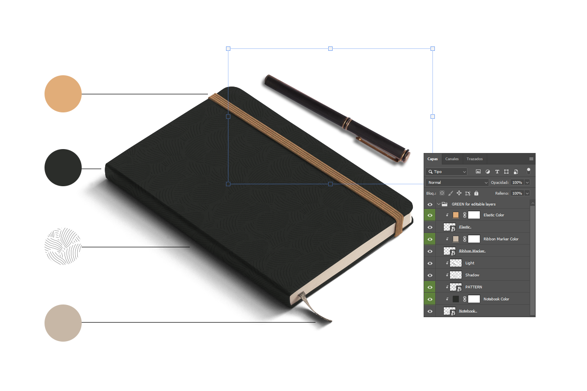 Image of a PSD mockup of a notebook.
