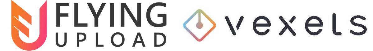 Flying Upload and Vexels logo
