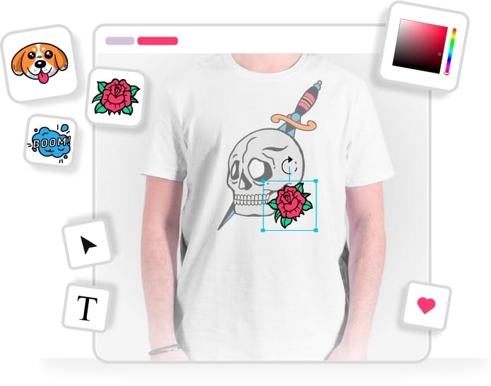 Preview of the t-shirt maker tools and options.