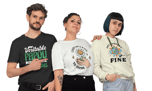 Models with merch designs