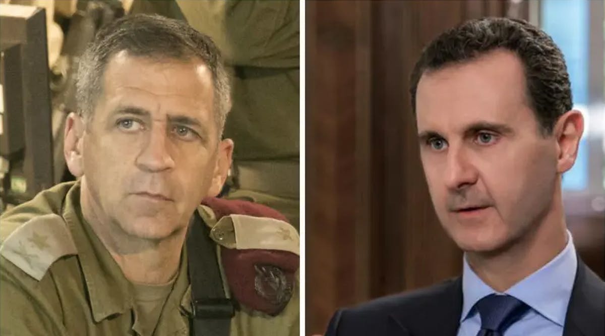 Aviv Kochavi (L) and Bashar Assad (R)