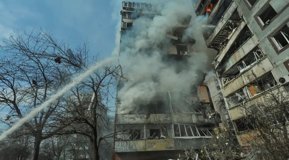 residential building damaged by a Russian missile strike