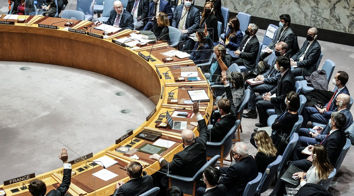 Representatives attend a UN Security Council meeting on the Russian invasion of Ukraine