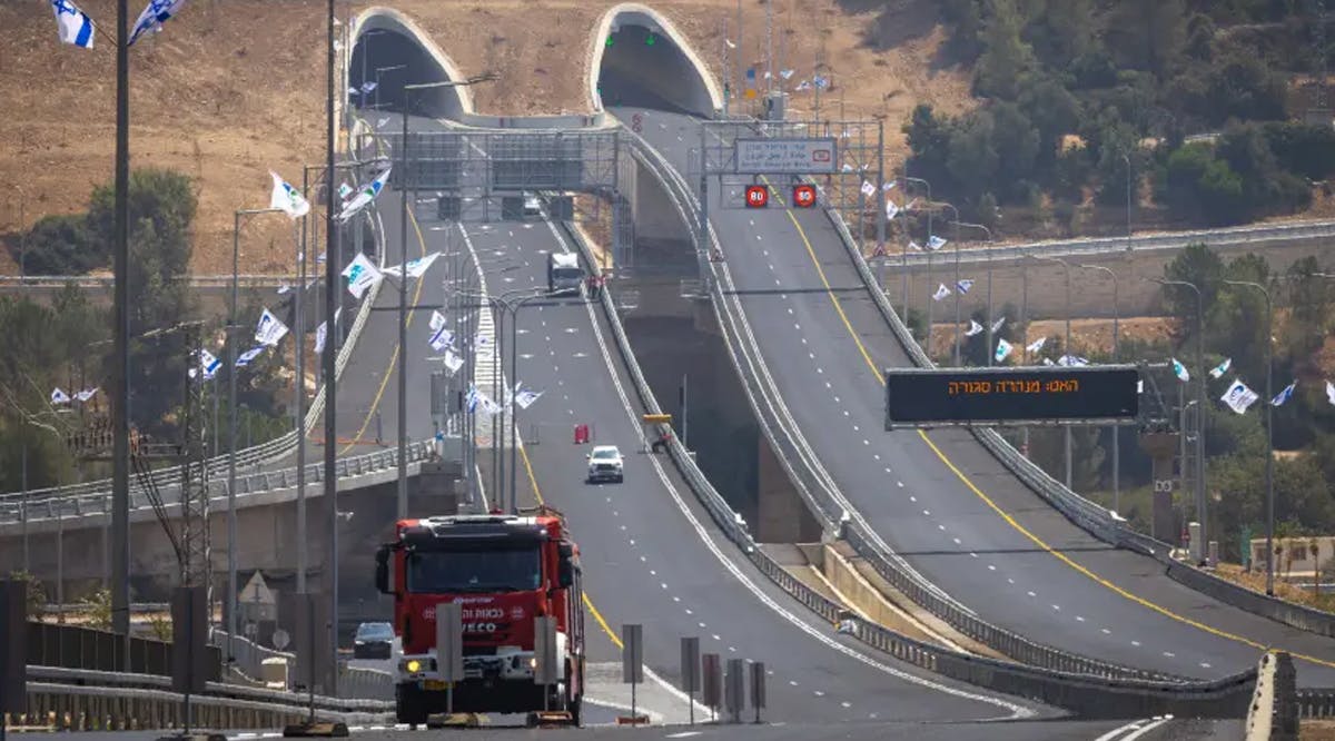 A general view of road 16 and it tunnels providing direct access to the southern and central sections of Jerusalem