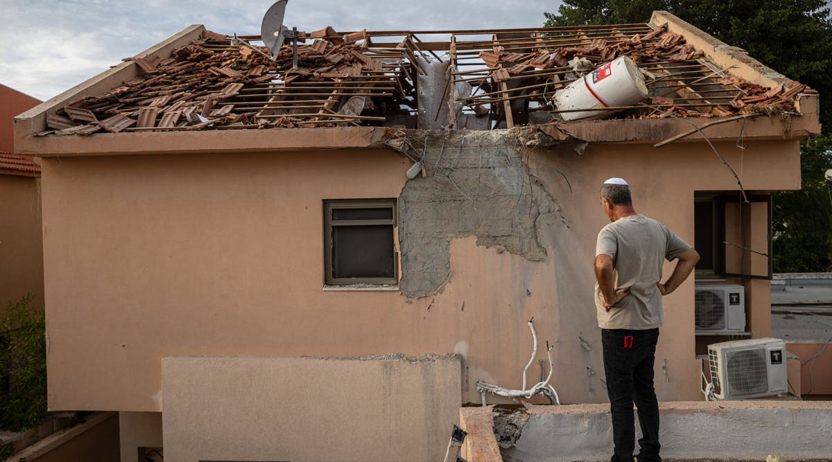 Damage to neighbor’s house that was struck by a rocket fired from Gaza